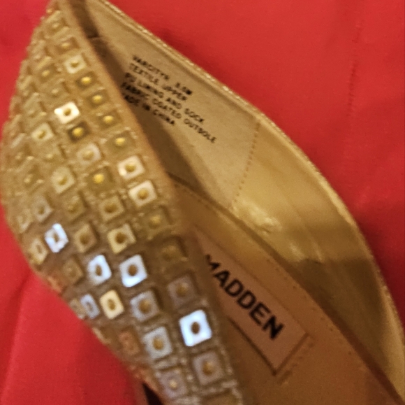 Steve Madden Varcityr Gold Multi D'Orsay Pumps Gold Sequin High Heels 8.5M - Picture 11 of 15